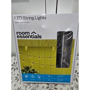 Room Essentials LED String Lights – Black Cord, Warm White New in Box (Tested)